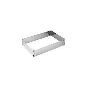 Zenker 7709 Cadre à gâteau rectangle réglable, cadre extensible, moule à gâteau rectangle, Acier inoxydable, Argent, 27,5-52 x 18,5-34 cm