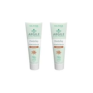 CIEL D'AZUR LABS - Denticlay Argile - Dentifrice Bio à l'Argile Blanche et à l'Eau Thermale de Digne les Bains - Certifié Bio Cosmos Organic - Tube 75ml - Anis (Lot de 2)