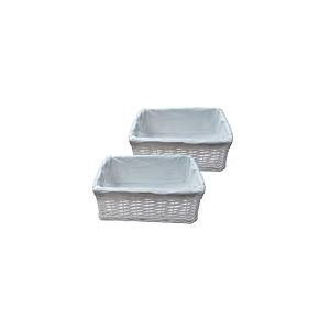 ARPAN Lot de 2 paniers de rangement en osier blanc 100% &eacute;cologique avec tissu Taille M 36 x 25 x 15 cm