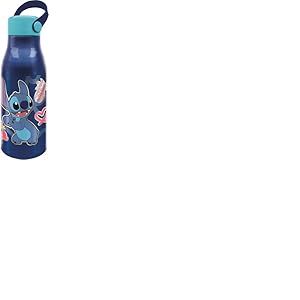 Stor Bouteille en aluminium Disney Stitch 760 ml originale pour enfants avec bouchon avec poign&eacute;e en silicone et couvercle avec crochet.
