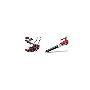 Einhell Professional Tondeuse à Gazon sans Fil GP-CM 36/47 S HW Li Power X-Change (36V, 47cm Coupe, autotractée) 4 Batteries 4,0Ah et 2 Chargeurs Doubles + Souffleur sans Fil GP-LB 18/200 Li E