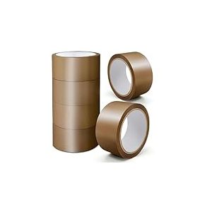 K-MART Lot de 6 rouleaux de ruban adhésif marron très résistant à faible bruit – 48 mm x 66 m – Ruban adhésif marron sécurisé pour emballage, déménagement, déménagement