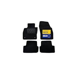DBS &ndash; Tapis de Voiture - sur Mesure pour Seat Ibiza d&egrave;s 07/2017 &ndash; Antid&eacute;rapants avec Clips de Fixation &ndash; 4 Tapis Auto Avant/arri&egrave;re &ndash; Moquette Noire