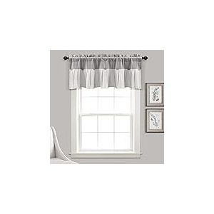 Lush Decor Cantonnière de Cuisine Rustique à Boutons en Lin – 213,4 x 45,7 cm (l x L), Gris et Blanc cassé – Cantonnière de Cuisine Rustique pour fenêtres – Design plissé avec Boutons en enveloppe de