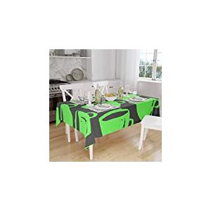 Bonamaison, Anti-moisissure, Séchage Rapide, Résistant aux Taches, Lavable en Machine, 100% Polyester Nappe de Table, Fumée Verte néon, 140 x 160 Cm - Conçu et Fabriqué en Turquie
