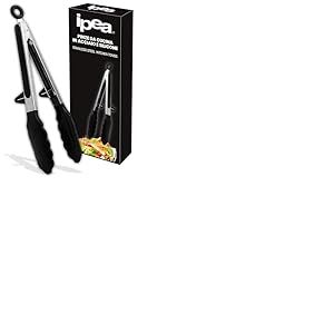 IPEA Pince de Cuisine en Acier Inoxydable avec Embouts en Silicone &ndash; Pinces Professionnelles pour Barbecue, Viande, Salade avec Syst&egrave;me de Verrouillage - Pinces de Chef R&eacute;sistantes au Chauffer