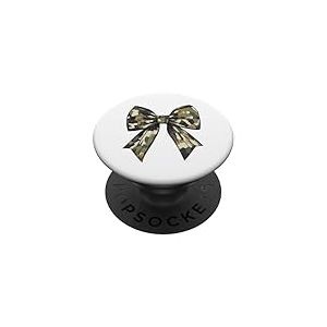 Camouflage, vieux camouflage, nœud coquette, chasse, femmes et filles PopSockets PopGrip Adhésif