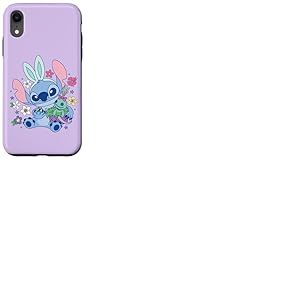 Coque pour iPhone XR Disney Lilo & Stitch Cute Easter Bunny Stitch and Scrump