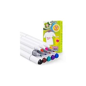 JOLLY Marqueur Textile, Recharge pour aérographe Textile ou comme Stylo Textile Normal, 12 Couleurs avec Pointe épaisse et Fine, pour Textiles de Toutes Sortes, Lavable en Machine après Fixation