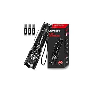 Morpilot Lampe de Poche 2 en 1, UV 395nm et Blanche 500LM Lampe Torche LED, 4 Modes, Zoom, Lampe Ultraviolet, Aluminium Anti-Chute, Etanche IPX4, Piles incluses