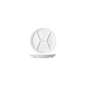 Cosy & Trendy HJ3151 Assiette à fondue, 4 compartiments, Porcelaine, diamètre 26 cm, Blanc