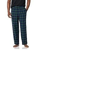 Amazon Essentials Pantalon de Pyjama Respirant en Flanelle (Disponible en Grandes Tailles et Grandes Longueurs) Homme, Bleu Royal Vert Tartan Plaid, XXL