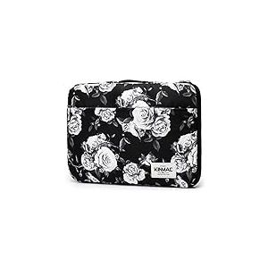 Kinmac – Housse de Protection à 360° étanche avec poignée pour MacBook Pro 14", pour Ordinateurs Portables 13,5"-14" (Roses Blanches)