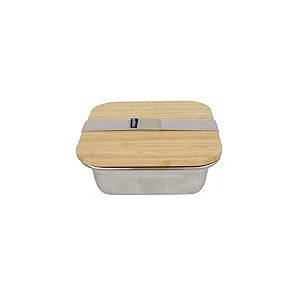 BIRAMBEAU - Ustensiles de Cuisine - Boîtes en Inox - Boîtes Alimentaires Hermétiques - Couvercle en Bambou - 750mL