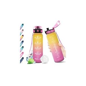 KollyKolla Gourde Enfant, Gourde Sport 500ml, Petite Gourde sans BPA, &Eacute;tanche, Bouteille d'eau avec Marqueur de Temps et Filtre, pour Enfant, Gar&ccedil;on, Fille, Maternelle, l'&eacute;cole, Sport, Camping