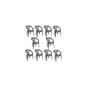 Dmora - Lot de 10 chaises d'ext&eacute;rieur Bisceglie, Assise de Jardin, pour int&eacute;rieur ou ext&eacute;rieur et empilables, Fabriqu&eacute; en Italie, 56x55 h78 cm, Anthracite