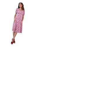 Joe Browns Floral V-Neck Short Sleeve Midi Dress Robe, Lilas, 42 Femme