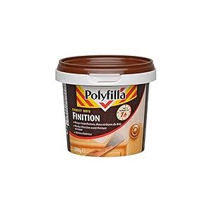 Polyfilla Enduit de Finition pour le Bois intérieur et extérieur - rendu ultra lisse - prêt à peindre en 1h - Pâte Blanc 400g