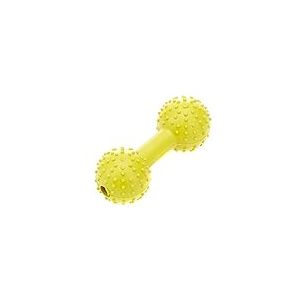 Classic Pet Products Jouet en Forme d'halt&egrave;re en Caoutchouc &agrave; Picots pour Chien Jaune 110 mm
