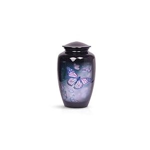 HLC Adorable urne funéraire Papillon Finition Noire pour Cendres humaines – Urne funéraire fabriquée à la Main – Urne funéraire abordable pour Cendres (Adulte (90,7 kg) – 26,7 x 15,2 cm