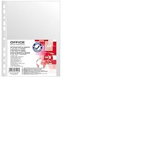 OFFICER PRODUCTS PRODUCTS 21141415-90/100 pochettes perfor&eacute;es en plastique transparent pour documents, documents, dossiers, dossiers, dossiers, dossiers, dossiers, transparents, 50 microns