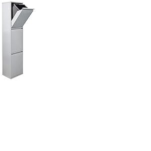 ARREGUI Basic CR302-B Poubelle de Recyclage Cuisine 3 Bacs | 3 x 17 L (51 L) | Poubelle de Tri Sélectif 3 Rangements | Meuble Poubelle en Acier avec 3 Seaux | Sac Poubelle | gris
