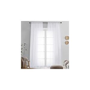 OVZME Lot de 2 voilages Blancs de 304,8 cm de Long filtrant la lumi&egrave;re pour Salon, Habillage de fen&ecirc;tre &eacute;l&eacute;gant Extra Long pour Porte coulissante en Verre, 106,7 cm de Large x 304,8 cm de Long chacun