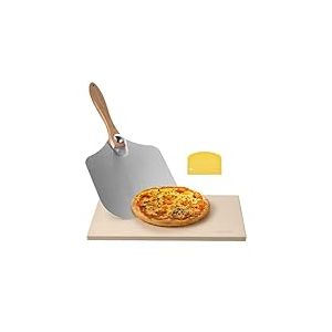 VEVOR Pierre à pizza rectangulaire en cordiérite 50,8 x 35,5 cm, pierre de cuisson extra large avec pelle en aluminium, résistante à la chaleur, épaisseur 1,5 cm, pour four, cuisson du pain, barbecue