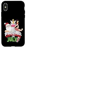 Chemise de No&euml;l Amusante en Juillet avec Licorne Flottante Coque pour iPhone X/XS