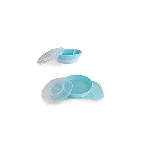 Twistshake Set Vaisselle Bébé Mini + Bol | Assiette Ventouse Bébé + Napperon Bébé (31x17cm) + Bol | Sans BPA | Assiette de Formation Alimentaire | Bleu