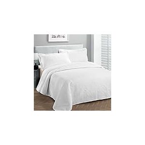 Fancy Collection Couvre-lit de Luxe gaufré, uni, pour lit King Size/lit californien, 300 x 270 cm, Blanc