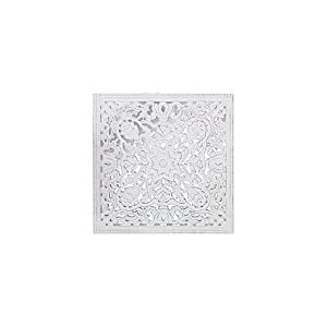 DRW Retable carrée en Bois MDF ajouré avec Miroir Blanc 60 x 2,5 x 60 cm