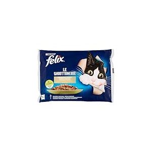 Purina Felix Le Ghiottonerie Nourriture Humide pour Chats avec Saumon et sucriines et Truite et fa&iuml;olini, 48 sachets de 85 g chacune