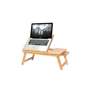 BAKAJI Table Pliante en Bambou Naturel 55 x 33 x 24 cm