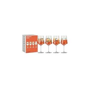 RITZENHOFF 6051005 Aperizzo Lot de 4 verres &agrave; ap&eacute;ritif 500 ml S&eacute;rie Sommerrausch Motif orange Fabriqu&eacute; en Allemagne