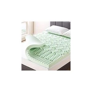 Best Price Mattress Surmatelas en Mousse à mémoire de Forme 5 Zones de 10,2 cm avec Infusion de thé Vert apaisante, certifié CertiPUR-US, Grand lit Court
