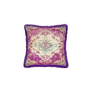 Mandala Life ART Boho Chic Yoga Décoratif Housse de Coussin de Méditation - 65 cm - avec Frange Vintage - Taie d'oreiller Del Sol - Carrée - Zafu en Coton imprimé