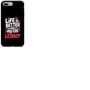 Nom du Chat Lenny Life is Better with My Cat Lenny Coque pour iPhone 7 Plus/8 Plus