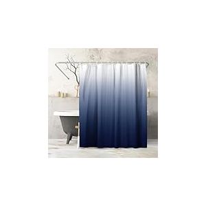 Americanflat Rideau de Douche 100% Polyester r&eacute;sistant &agrave; l'eau avec &oelig;illets m&eacute;talliques et 12 Anneaux de Rideau de Douche, d&eacute;grad&eacute; Bleu ombr&eacute; 180 x 188 cm