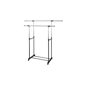 AKTIVE Max Home 18806 Portemanteau &agrave; v&ecirc;tements Hauteur r&eacute;glable, 150 x 440 x 160 cm, poids maximum support&eacute; X, avec &eacute;tag&egrave;re pour chaussures, avec roulettes, double barre, extensible, moderne, noir et