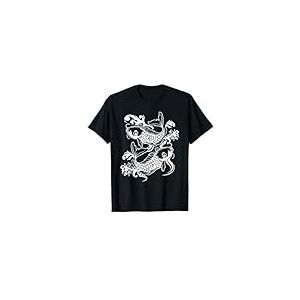 Cadeaux de l'étang Koi - T-Shirt Traditionnel Japonais Koi Pond - Unisex Adulte - Noir - Small - Manche courte - Coupe classique - Col En U - Design traditionnel japonais Koi