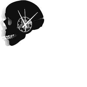 Instant Karma Clocks Horloge Murale Disque Vinyle Crâne Design Moderne pour Salon, Morts squelettes Pendaison, Tête Silhouette 27