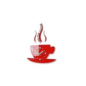 TASSE Time for coffee Horloge murale moderne pour cuisine Rouge 3d romaine