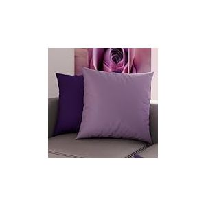 PETTI Artigiani Italiani - Lot de 2 Taies d'oreiller de Lit 60x60 cm, Housses de Coussin Unies Double Face Lilas et Violet, Taie Oreiller 100% Microfibre, Fabriqu&eacute; en Italie