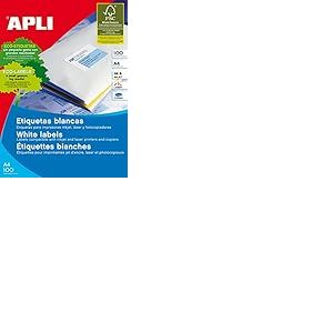 Apli Étiquettes adhésives 1276 70 x 42,4 mm 100 Volets Blanc