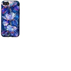Iris Fleur Naissance Février Fleur Colorée Bleu Foncé Violet Coque pour iPhone SE (2020) / 7/8