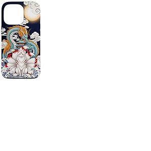 Pagode du Dragon Renard Kitsune &agrave; Neuf queues Japonaise Coque pour iPhone 13 Pro