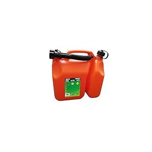 EDA - Jerrican Double Compartiment - 6 L pour Essence + 2,5 L pour Huile - avec Bec Verseur Rigide - Homologué Carburant - 31,8 x 16,7 x 31,4 cm - Orange