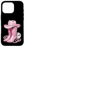 Bottes de Cowgirl Roses avec Strass et Boule Miroir pour Femmes et Filles Coque pour iPhone 16 Pro