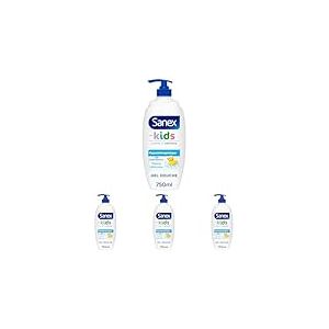 SANEX - Gel Douche Derma Care Kids Pompe - 12h d'hydratation - Peaux D&eacute;licates - Enfant - 700ml (Lot de 4)